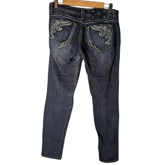 MISS ME Dark Wash Skinny Rhinestone Embellished Jeans Size 28 - Picture 2 of 5